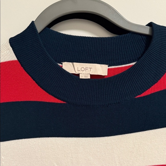 LOFT womens Dress with Red, Navy, and White Stripes - Picture 7 of 8
